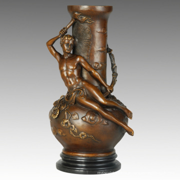 Vaso Figura Estátua Sol Menino Decoração Escultura Em Bronze TPE-672